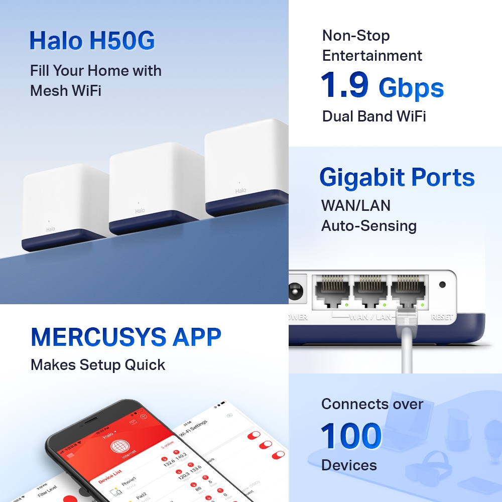 Bekijk afbeelding 4 van MERCUSYS Mesh HALO H50G - AC1900 Gigabit set van 3